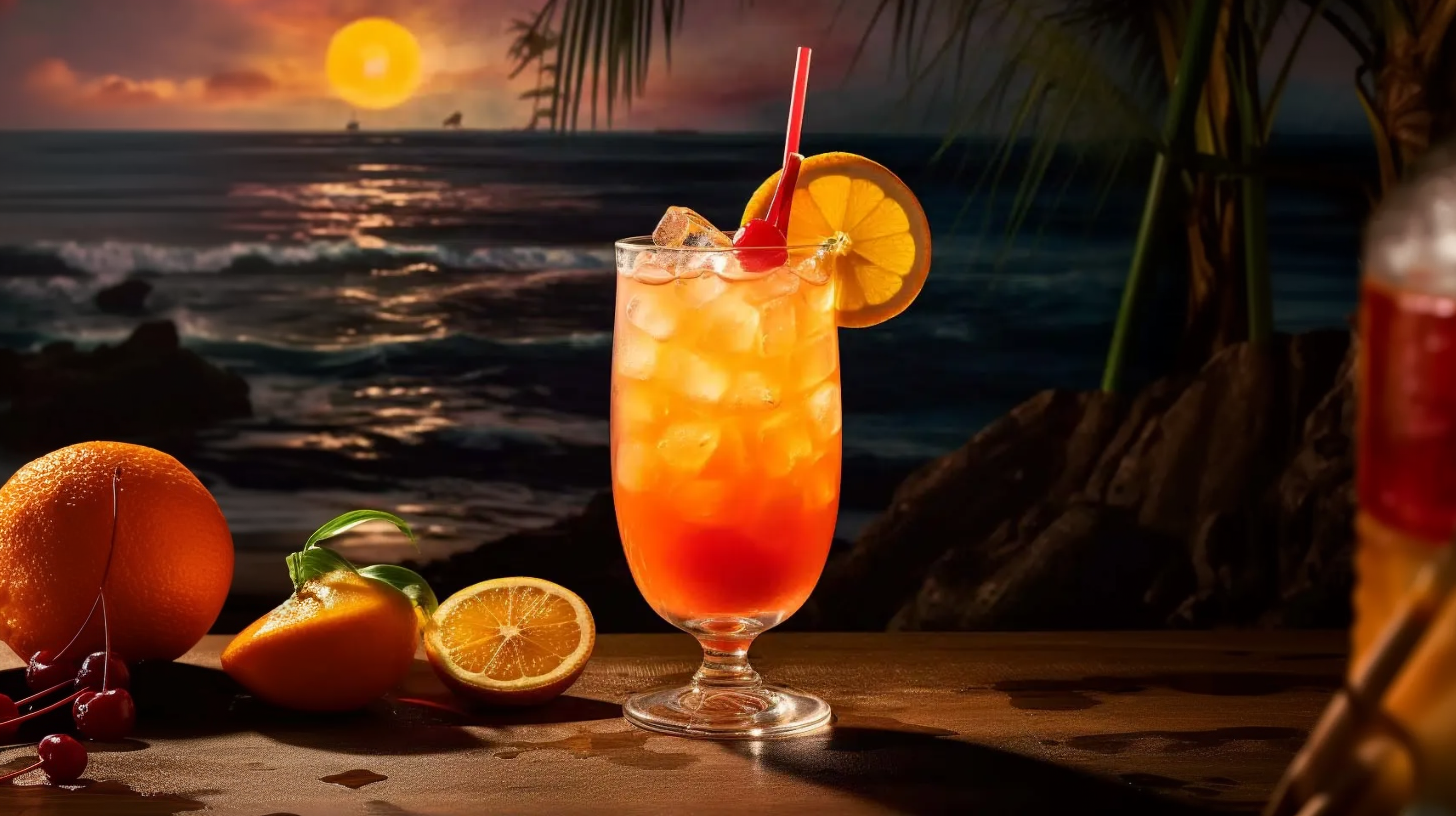 Der Hurricane Cocktail aus jeder Menge Rum und Saft.