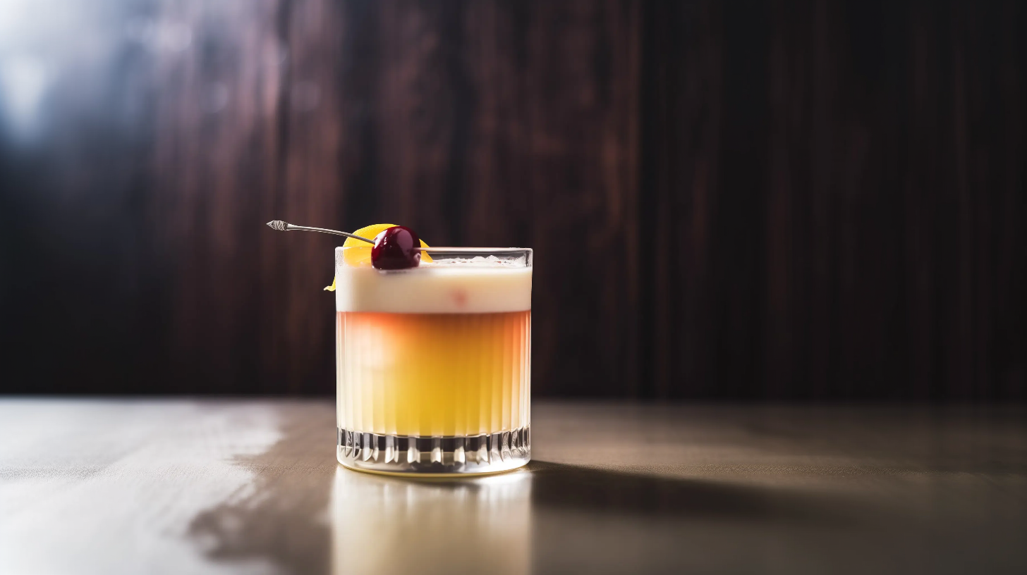 Ein Continental Sour mit Whisky, Portwein, Zitronensaft und Zuckersirup.
