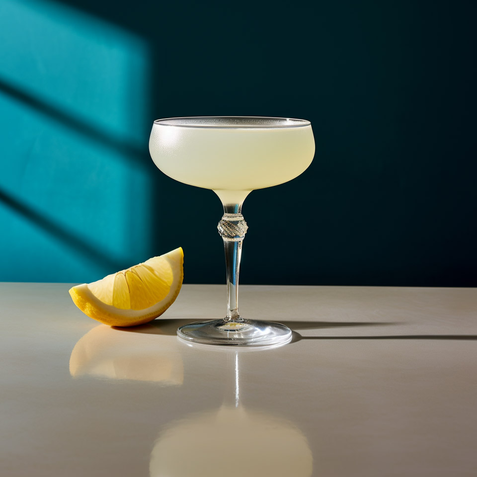 Ein 20th Century Cocktail mit seitlicher Zitrone. Weil ... halt.