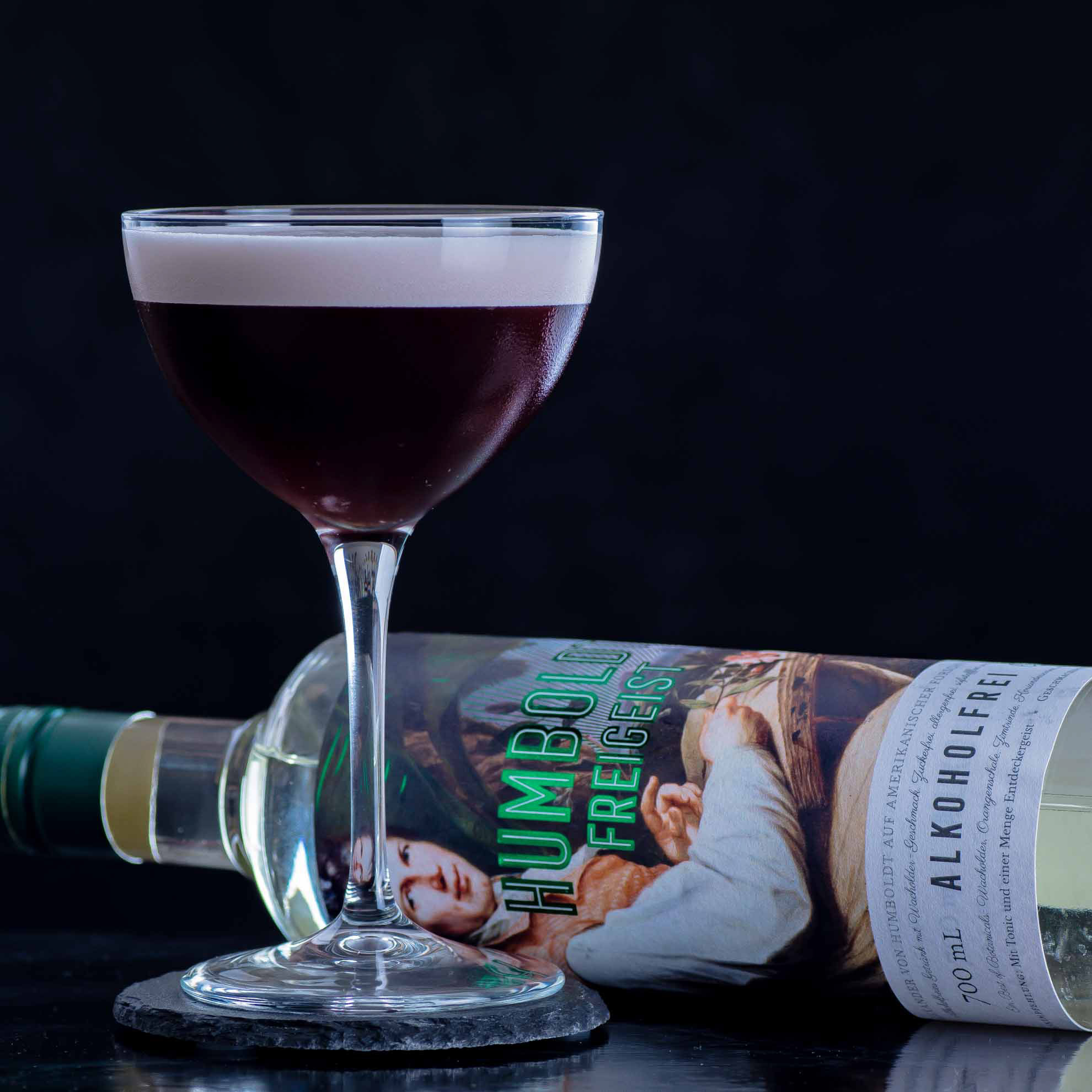 Ein alkoholfreier Clover Gimlet mit Humboldt Freigeist.