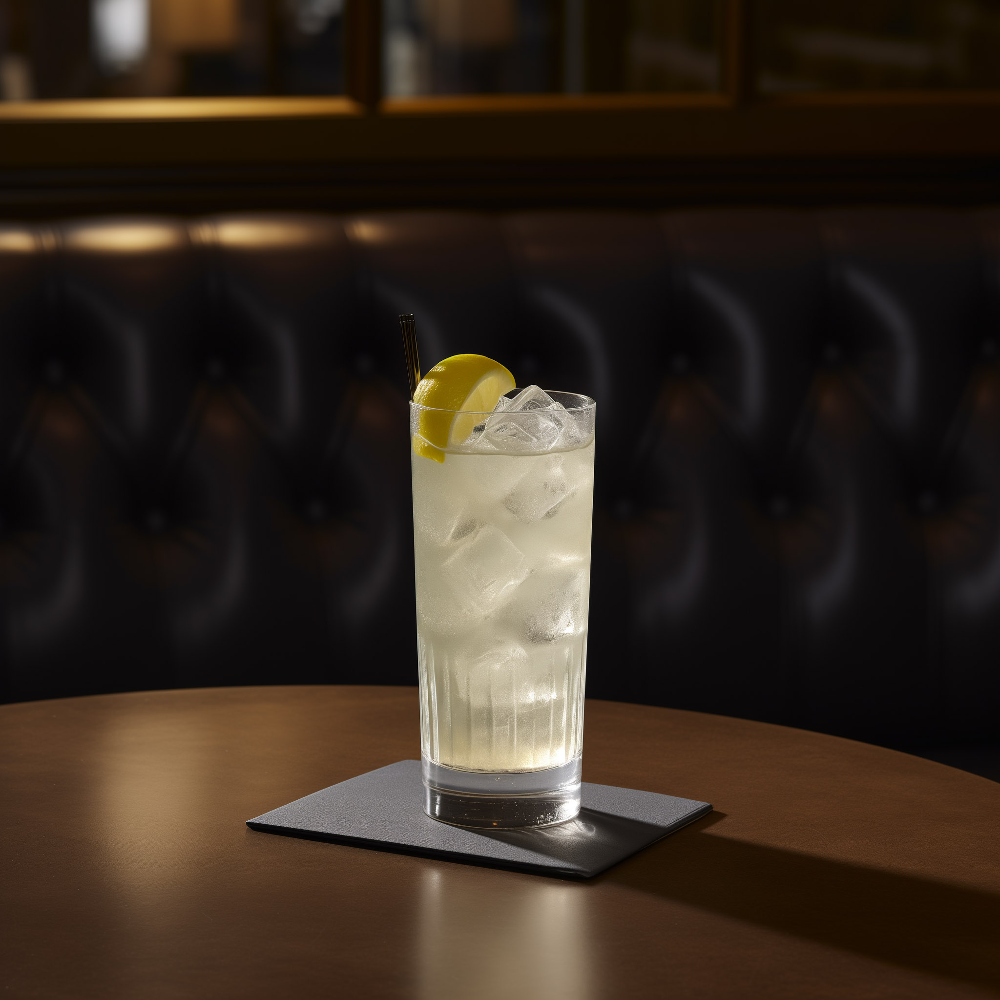 Ein Tom Collins Cocktail in einer Bar.