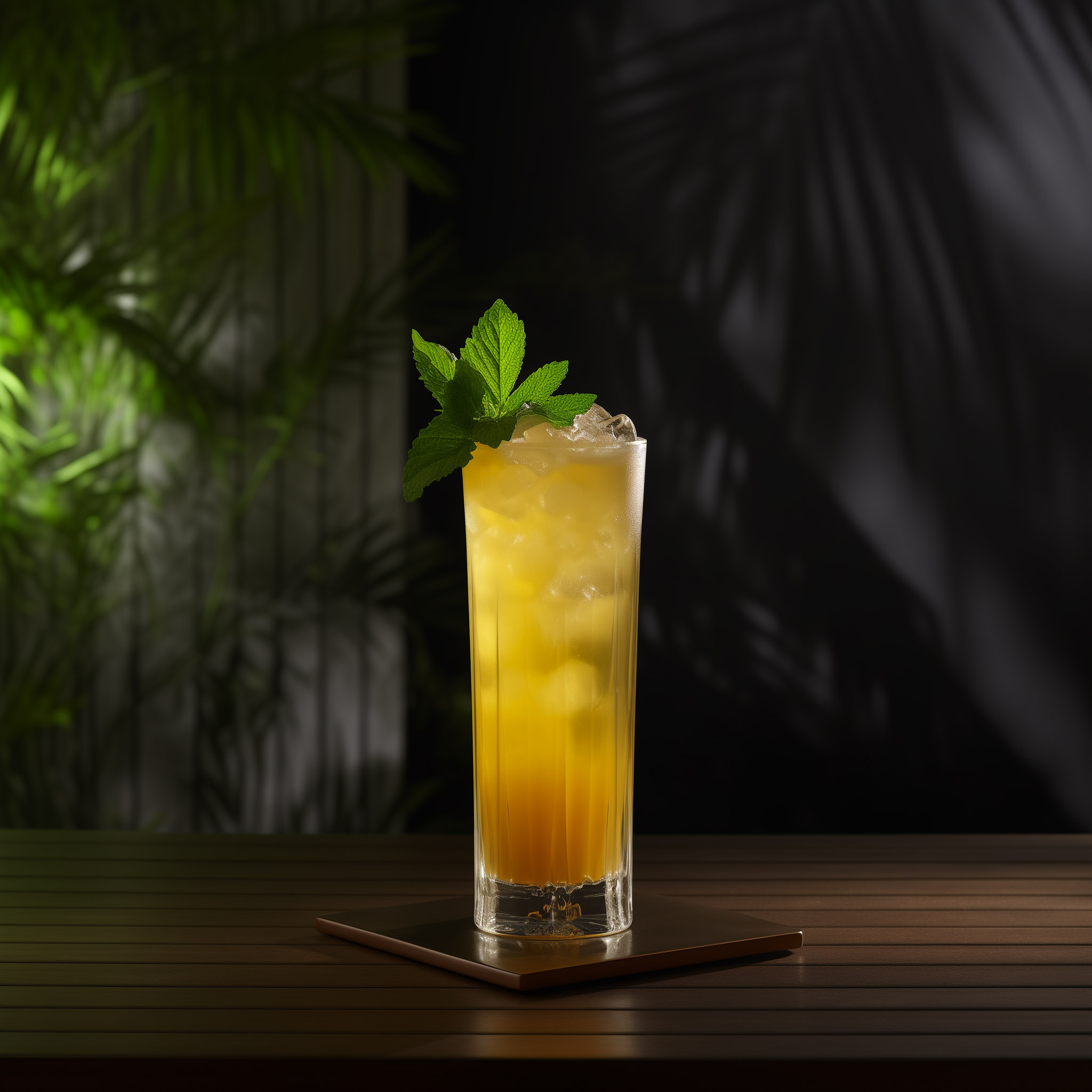 Außerhalb des Tiki-Mugs ist der Fog Cutter gelblich - zumindest, solange noch kein Cream Sherry drin ist.