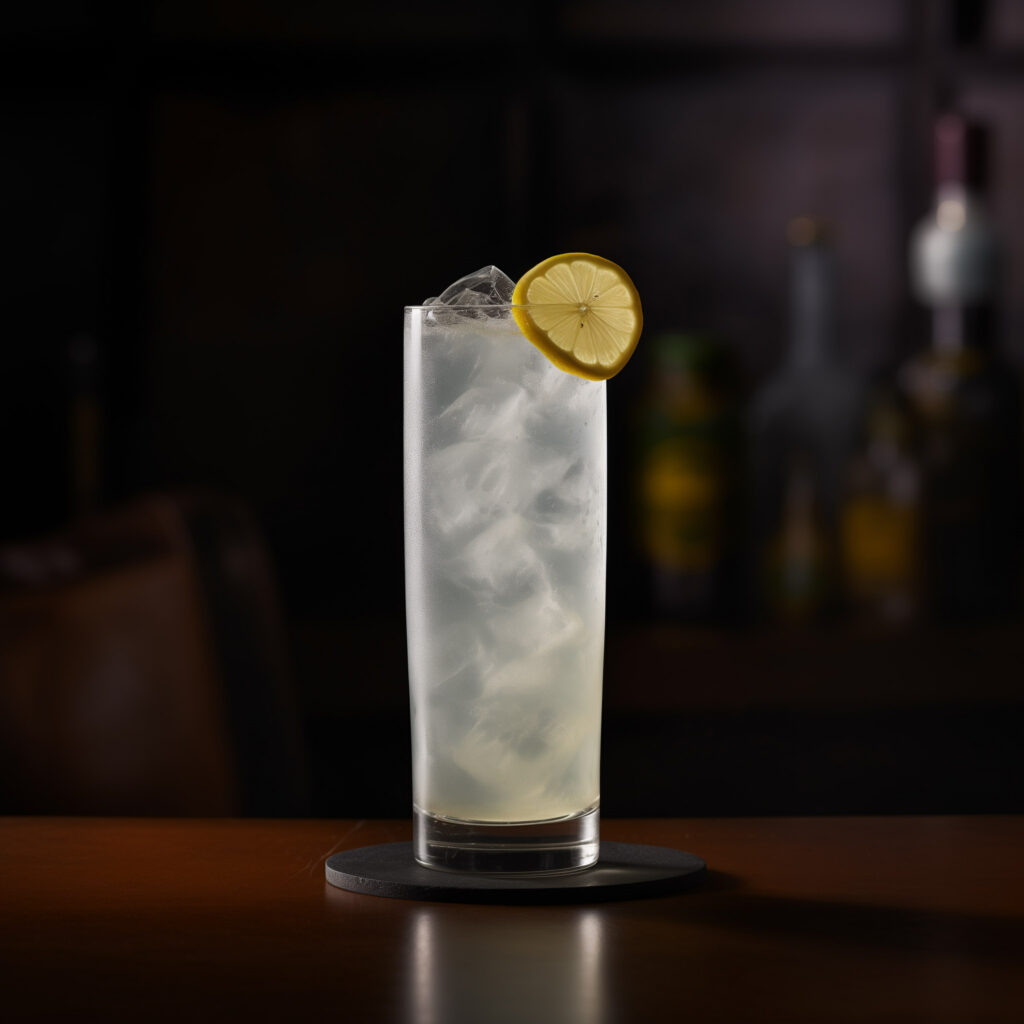 Ein klassischer Gin Fizz aus Gin, Wasser, Zuckersirup, Zitronensaft.