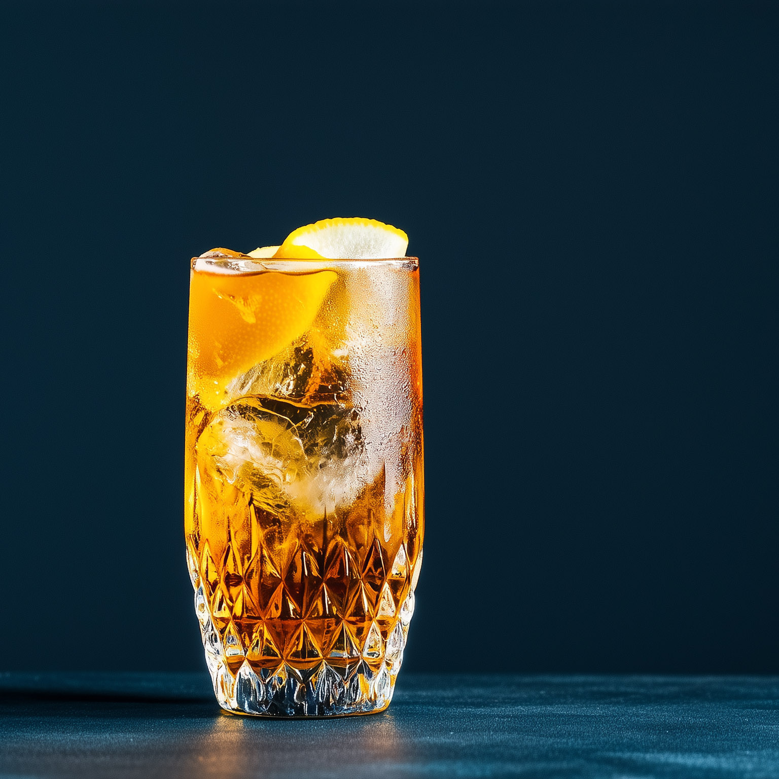 Ein Rye & Dry Cocktail, garniert mit einer Orangenzeste.