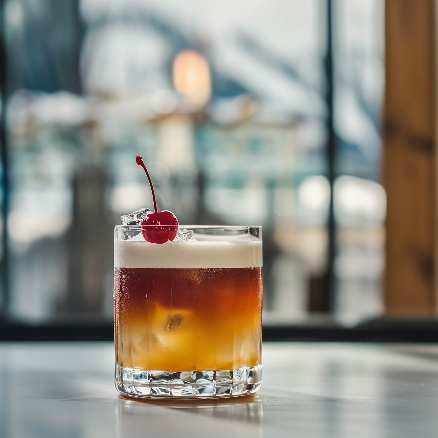Der Into the Woid Cocktail mit Troad Bavarian Whiskey, Gewürzmarille und Penniger Red.