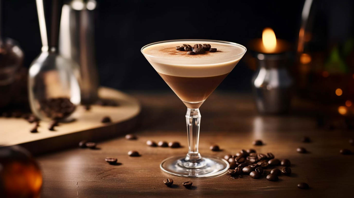 Ein Espresso Martini mit Espresso, Kaffee-Likör und Wodka.