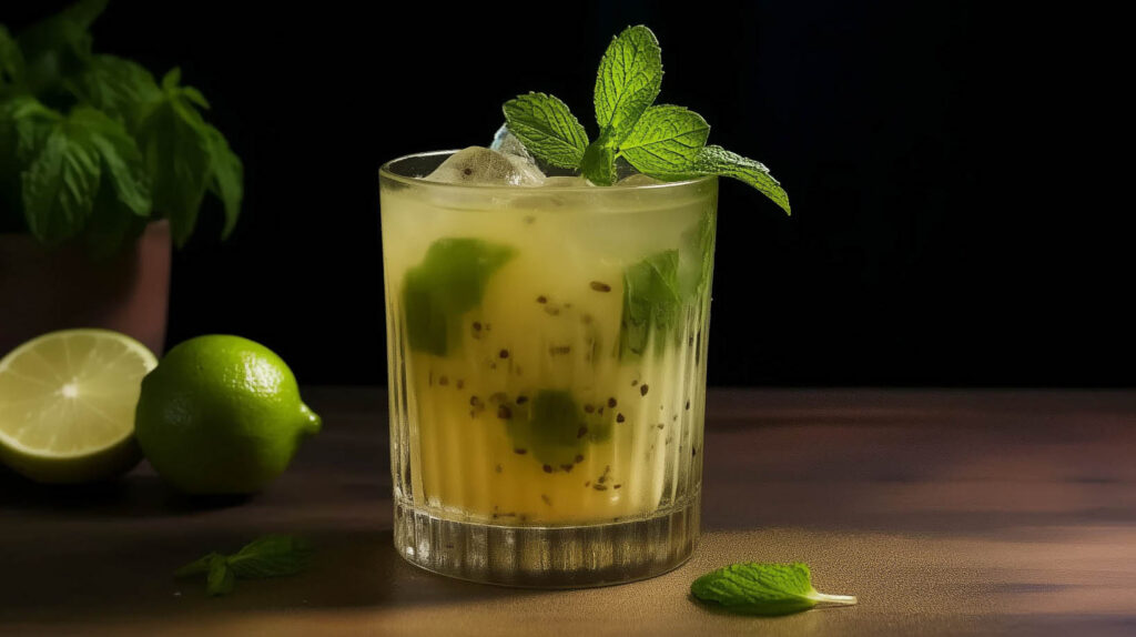 Ein alkoholfreier Ipanema mit Limette, Maracuja, Rohrzucker und Ginger Ale.