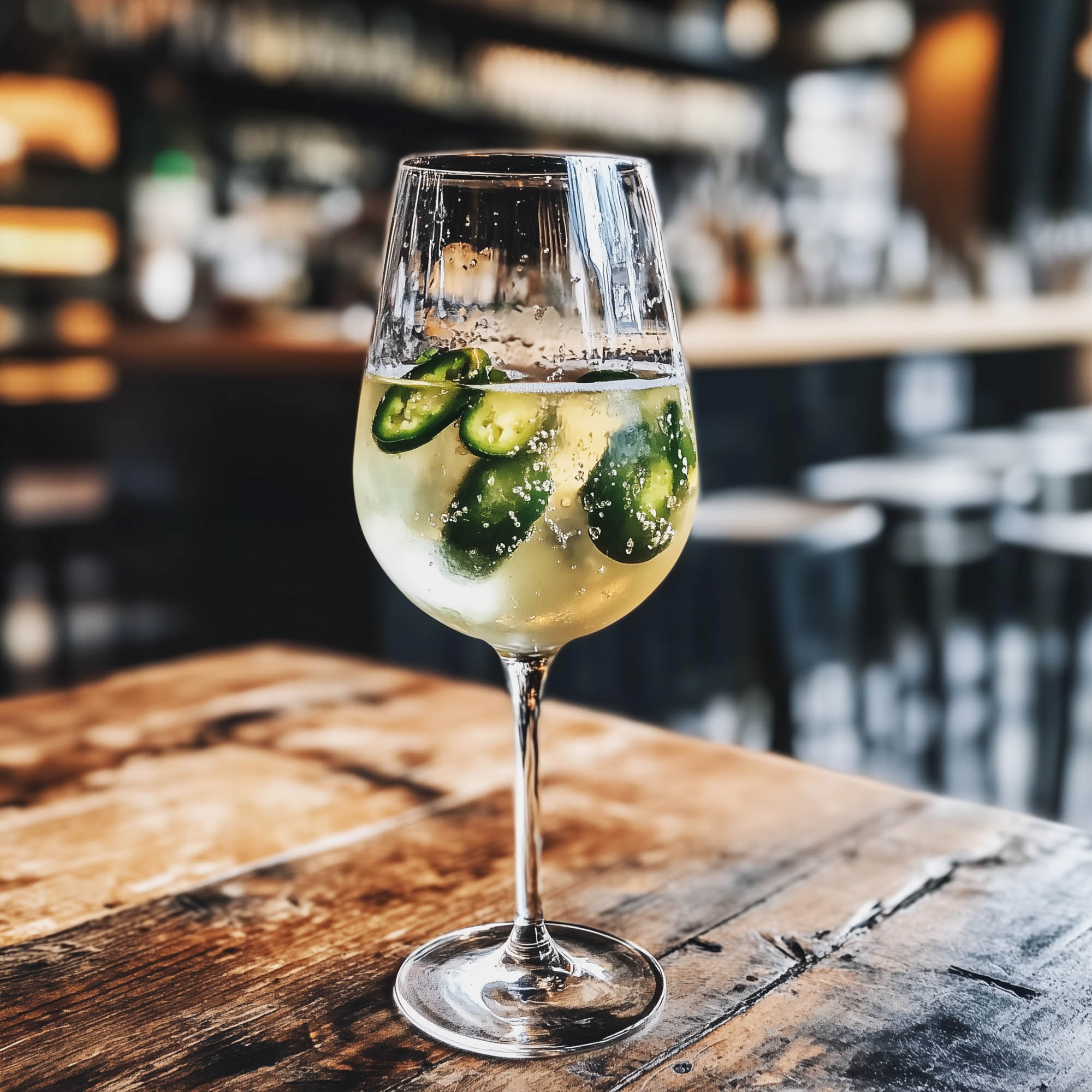 Ein Spicy Sauvy B - Weißwein mit Jalapenos.