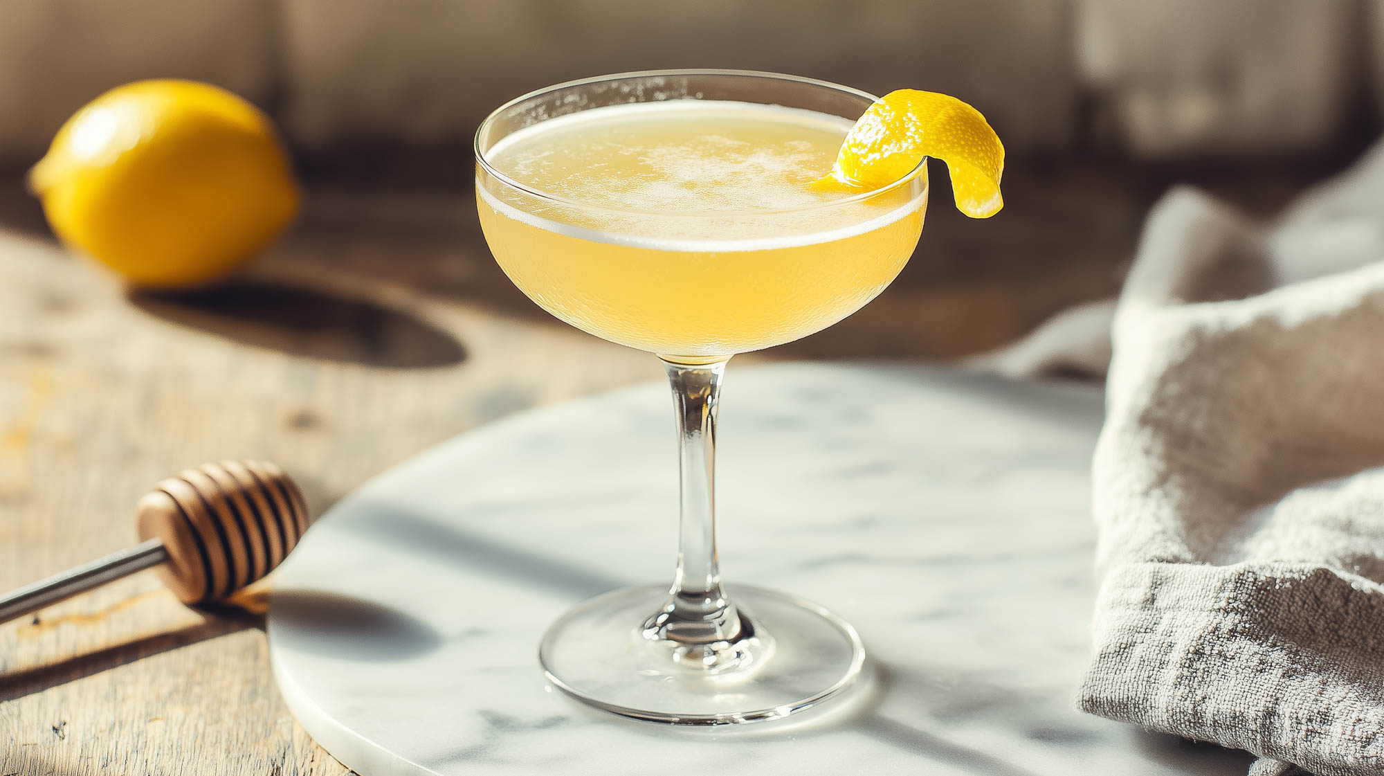 Der Bee's Knees Cocktail mit Gin, Honig und Zitronensaft.